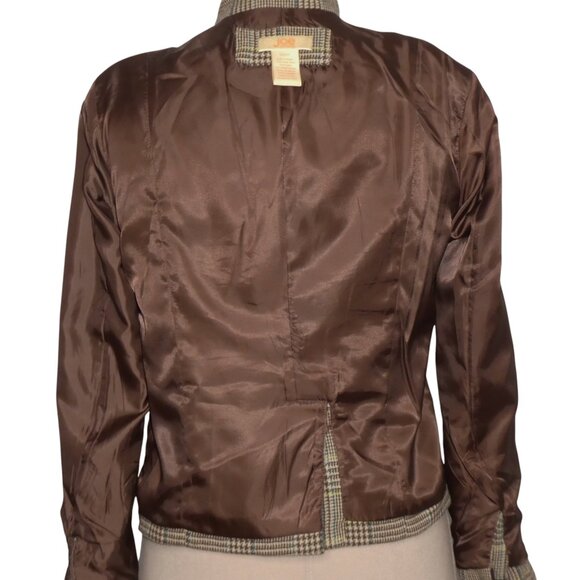 Vintage Joe Fresh Multi Brown Plaid Wool Blazer Size M - Picture 10 of 13